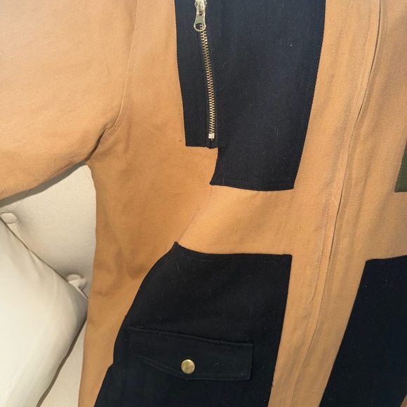 Men's Tan Field Zip Jacket with Contrasting Pocket Panels by Reason - Picture 4 of 12